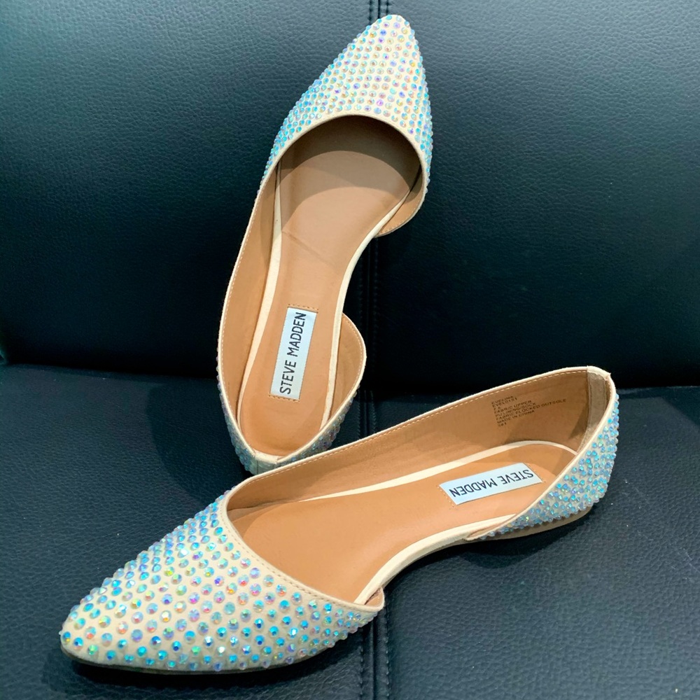 Steve Madden Evelina Flat in Natural w Rhinestones